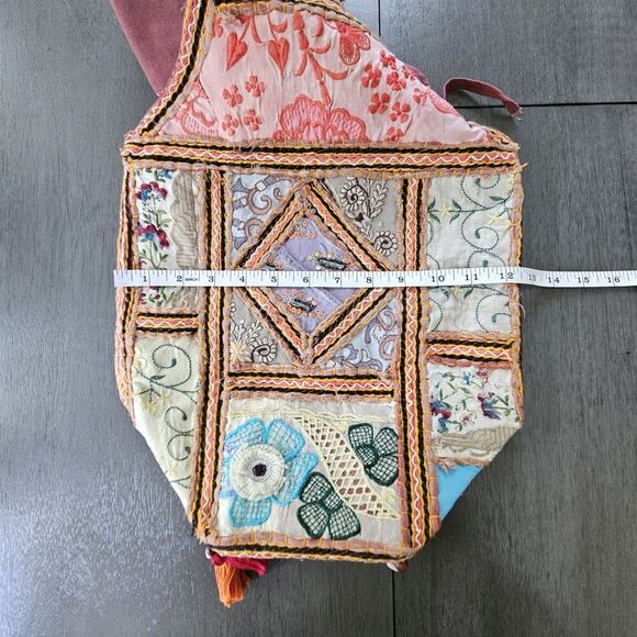 Patchwork Hippie Hobo Bag Boho Crossbody Distressed Festival Art To Wear Funky - Picture 3 of 9